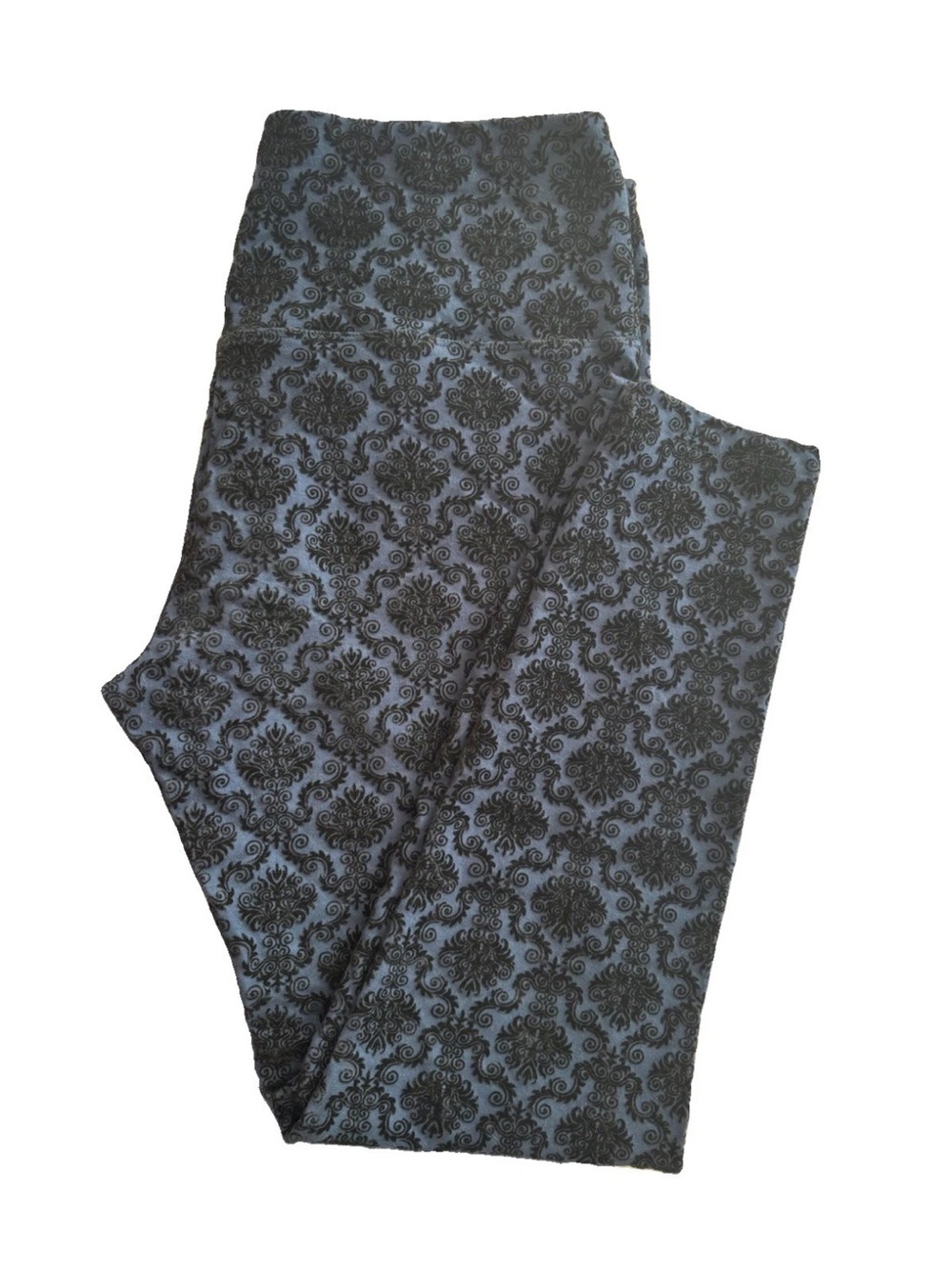 Intro Love The Fit Blue and Black Damask Print Leggings